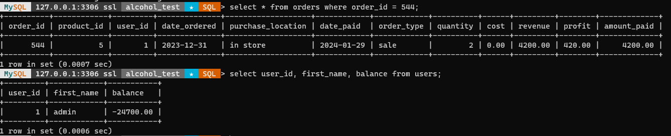 state after update queries